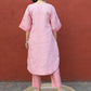 Blush Pink Striped Linen Choga with V neck