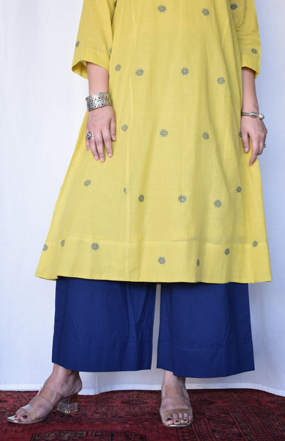 Sunshine Yellow Jamdani Phiran with Blue pyjama