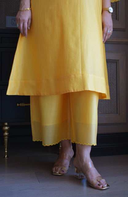 Yellow Chanderi Kurta with Pyjama