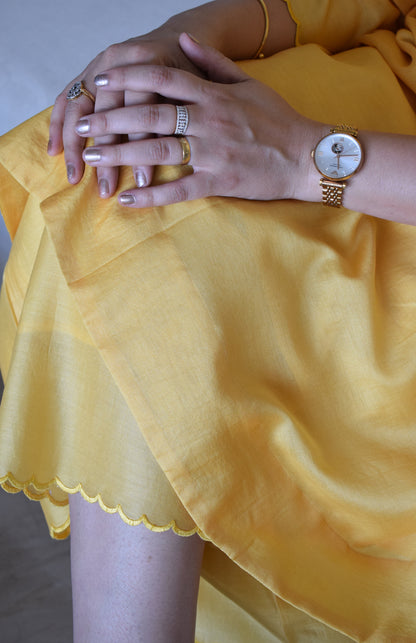 Yellow Chanderi Kurta with Pyjama