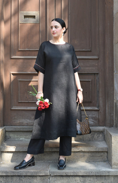 Ink Black Linen Co-ord Set