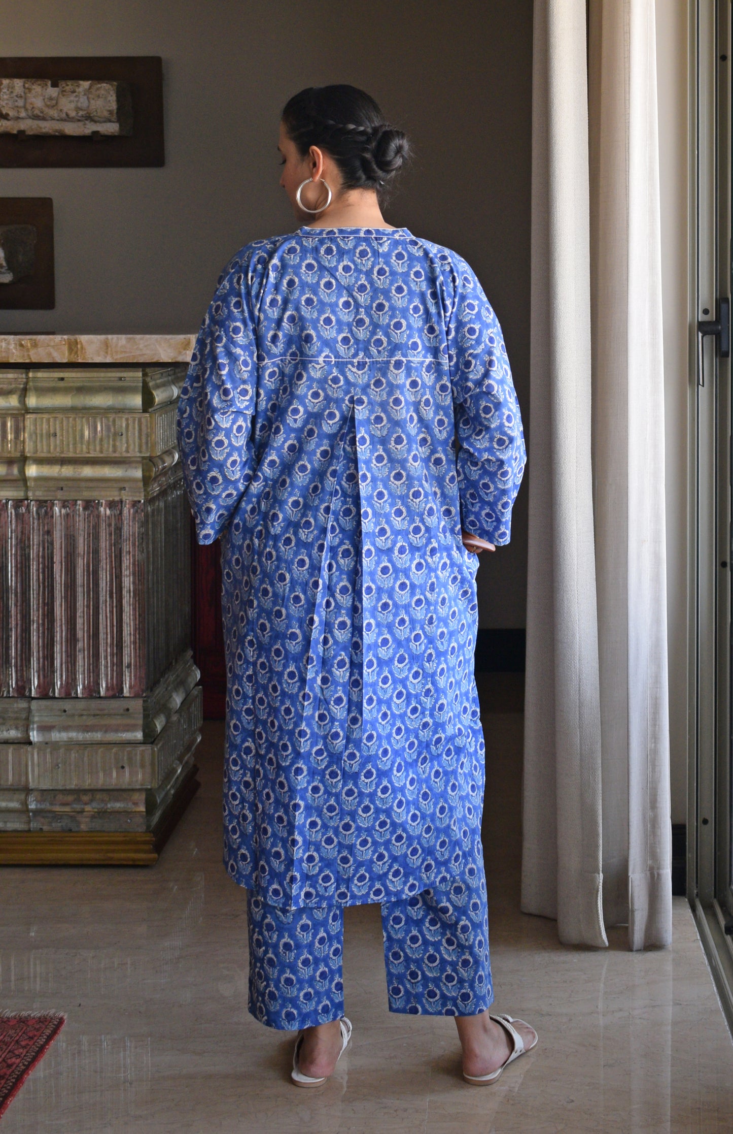 Blue and White Hand block printed Antifit Co-Ord Set