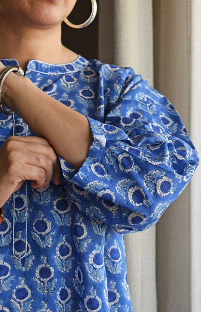 Blue and White Hand block printed Antifit Co-Ord Set