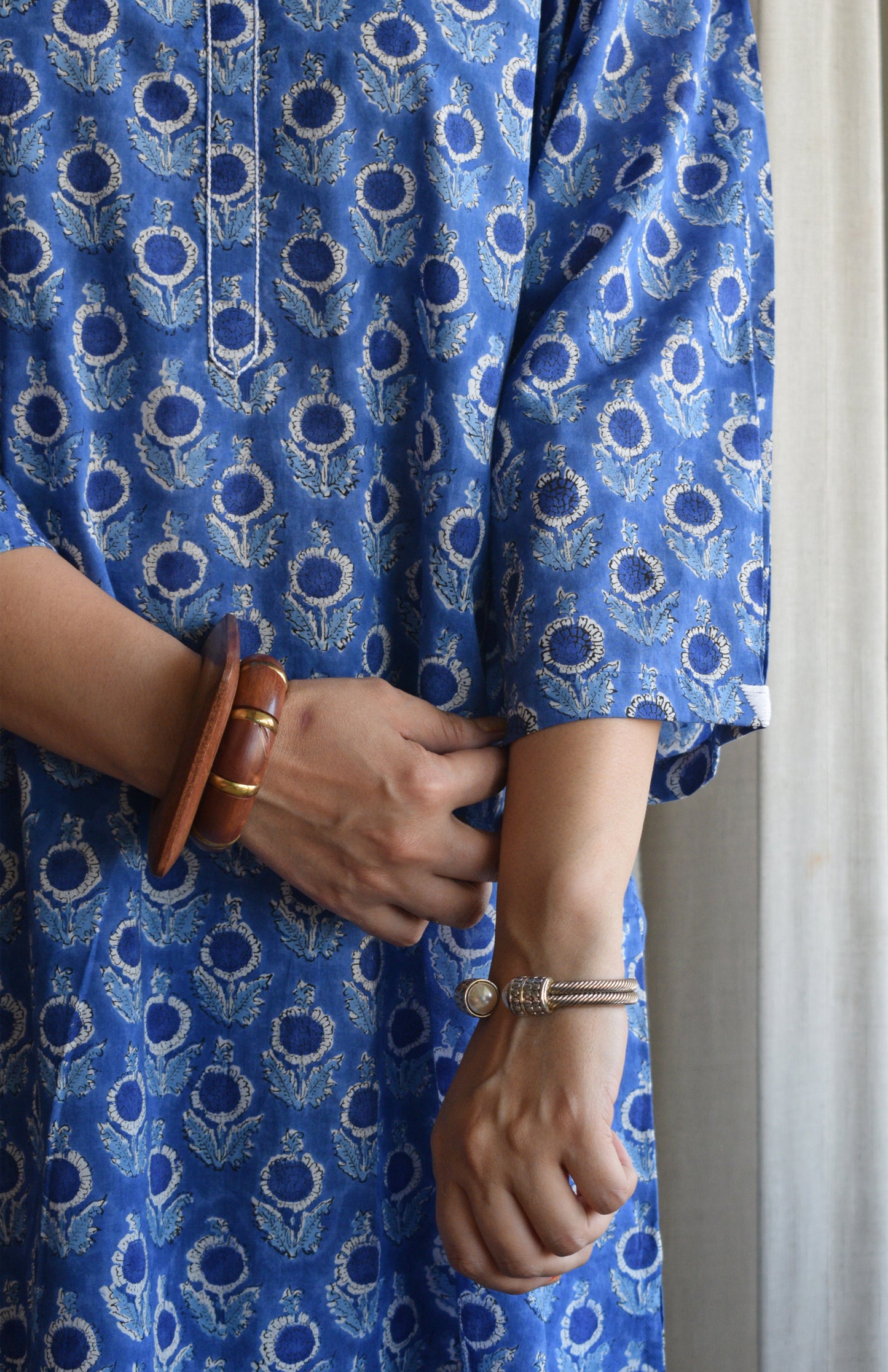 Blue and White Hand block printed Antifit Co-Ord Set