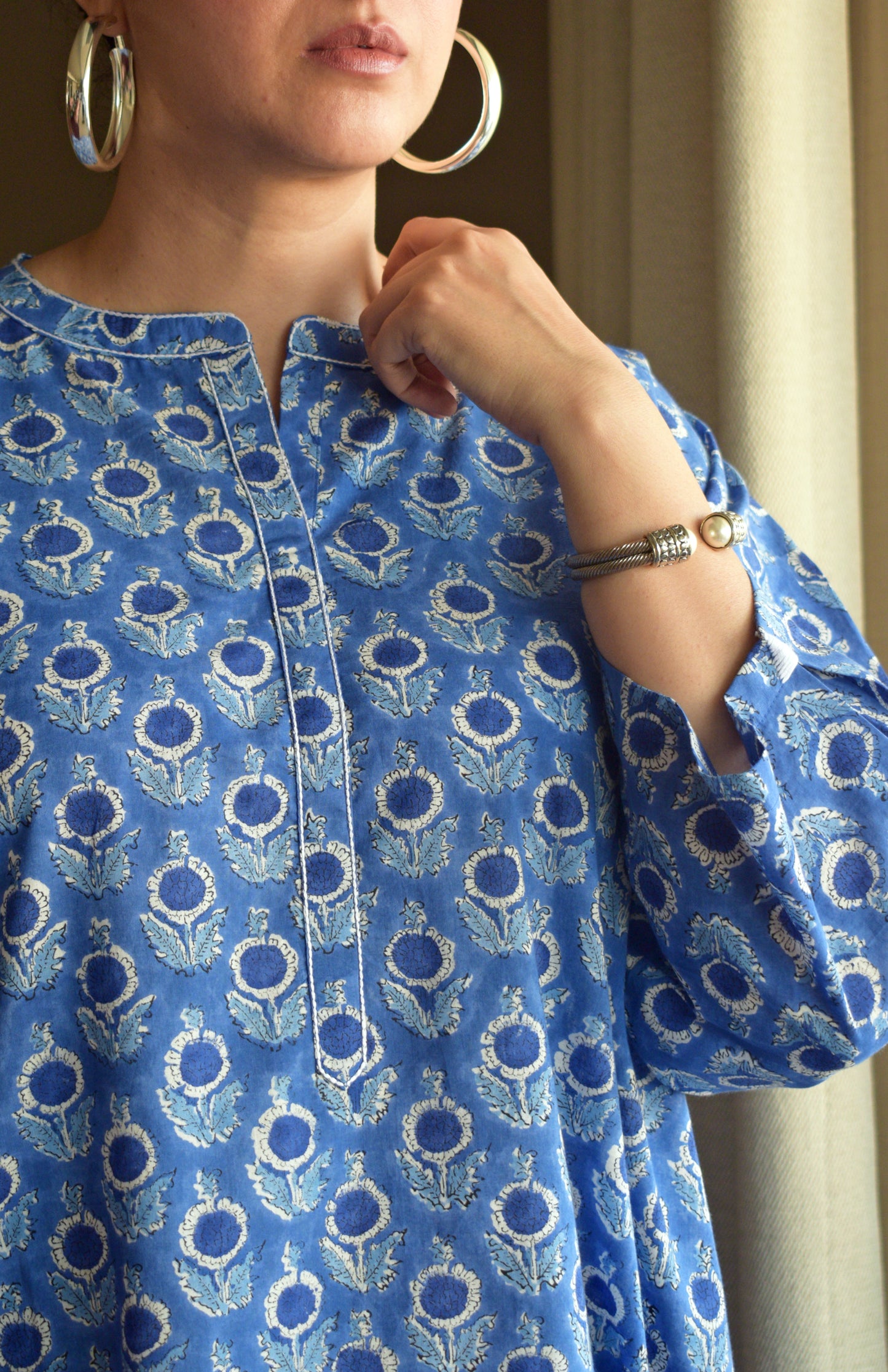 Blue and White Hand block printed Antifit Co-Ord Set