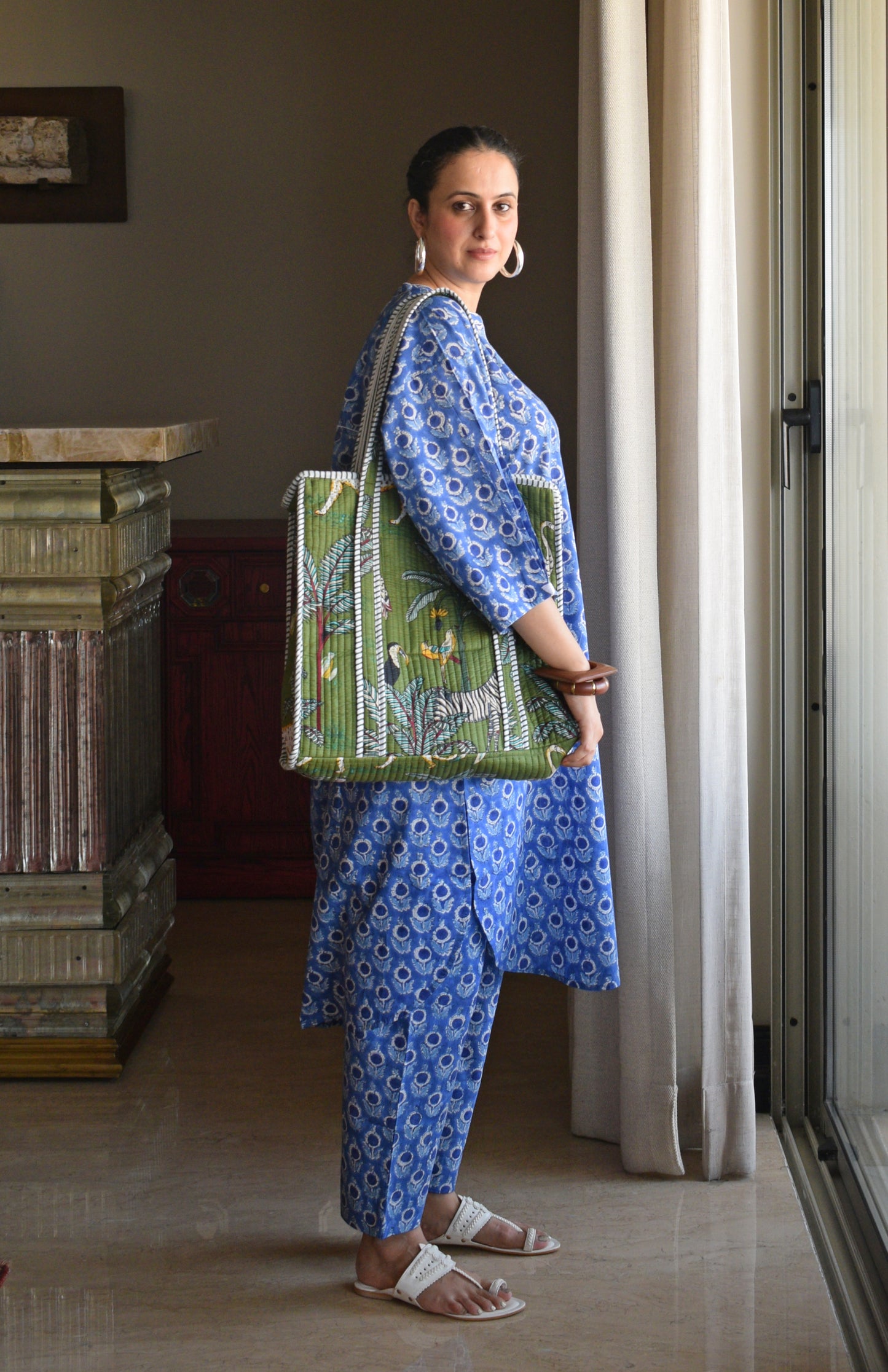 Blue and White Hand block printed Antifit Co-Ord Set