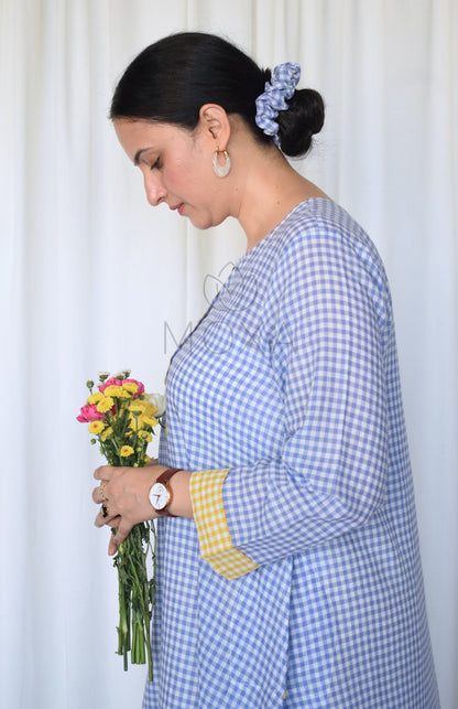 Love-in-a-Mist Handloom Checks Kurta Set