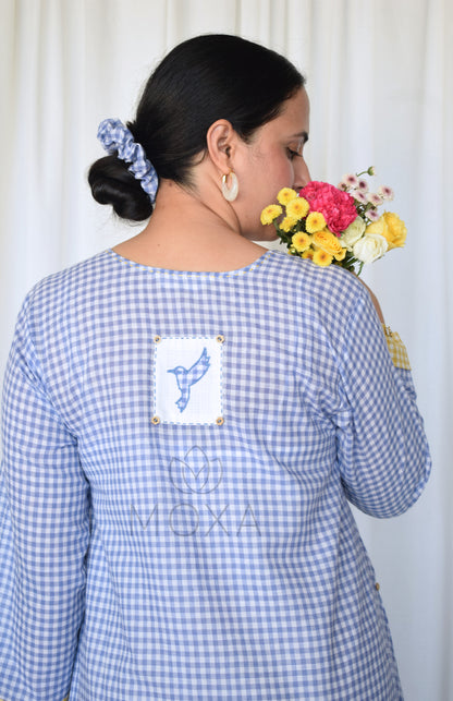 Love-in-a-Mist Handloom Checks Kurta Set