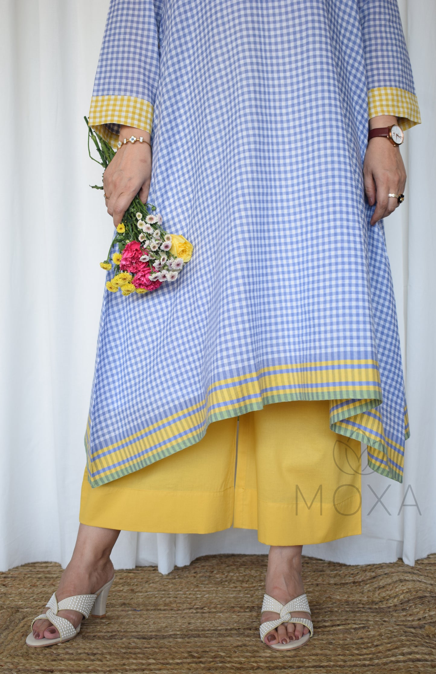 Love-in-a-Mist Handloom Checks Kurta Set