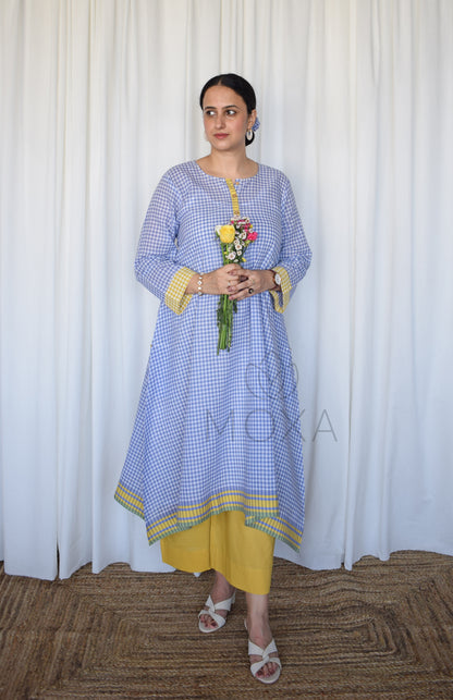 Love-in-a-Mist Handloom Checks Kurta Set