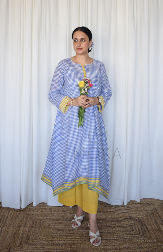 Love-in-a-Mist Handloom Checks Kurta Set