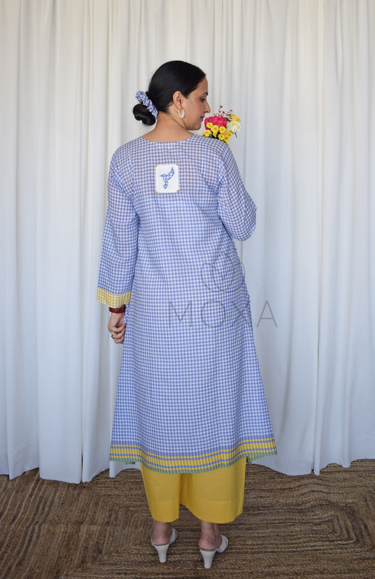 Love-in-a-Mist Handloom Checks Kurta Set