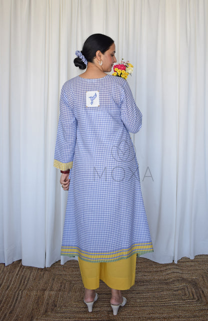 Love-in-a-Mist Handloom Checks Kurta Set