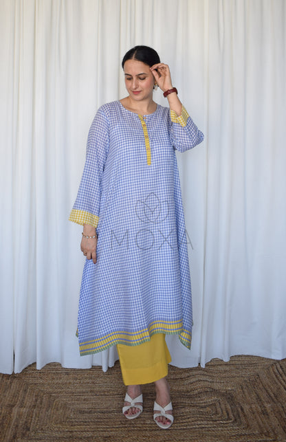 Love-in-a-Mist Handloom Checks Kurta Set