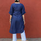 Dark Blue Linen Choga with Short kimono Sleeves