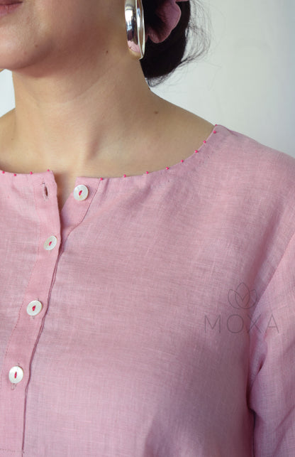Blush Pink Linen Co-Ord Set