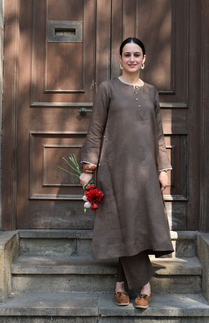 Walnut Brown Linen Co-ord Set