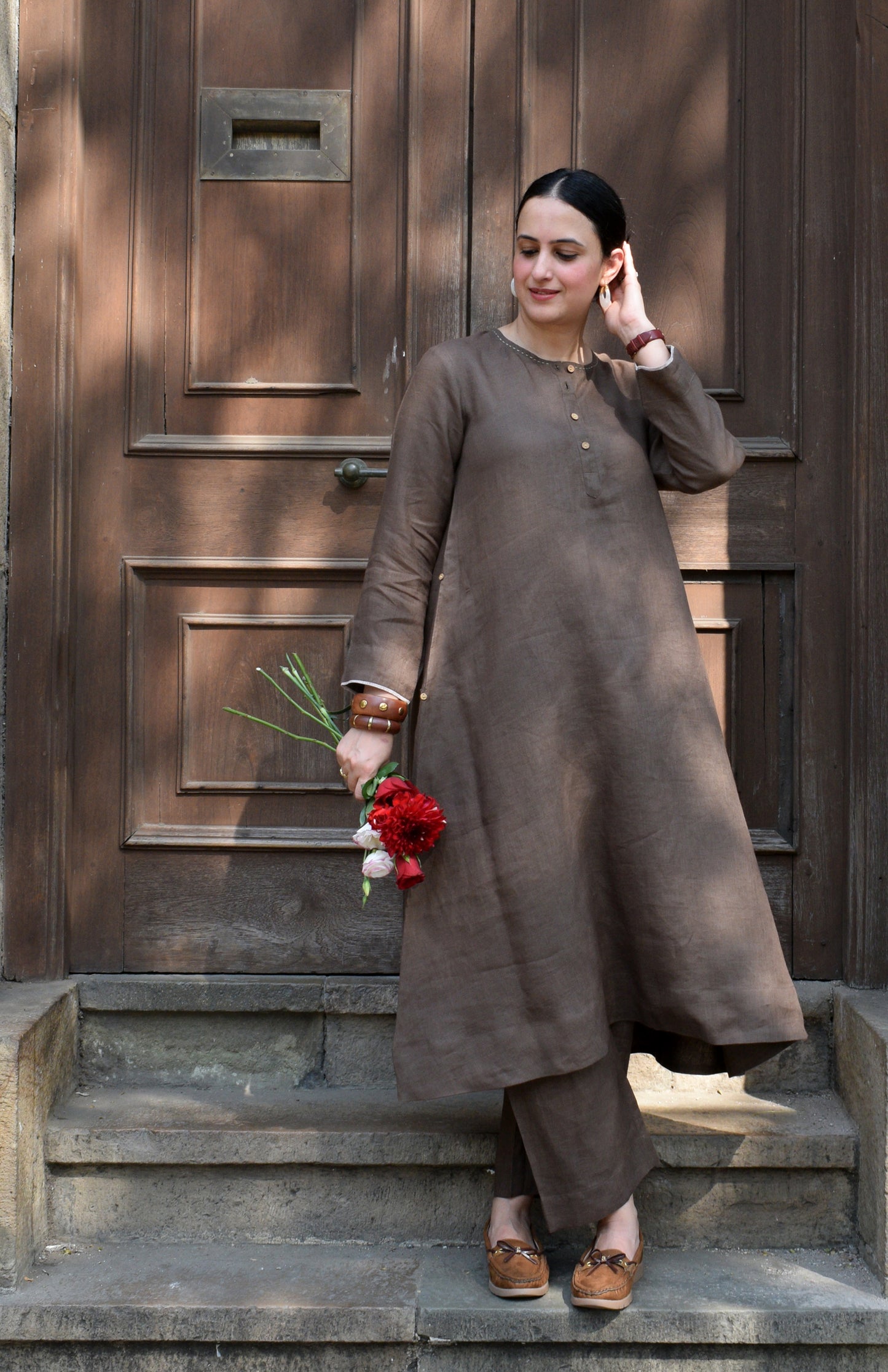 Walnut Brown Linen Co-ord Set