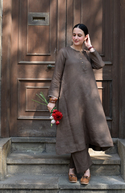 Walnut Brown Linen Co-ord Set