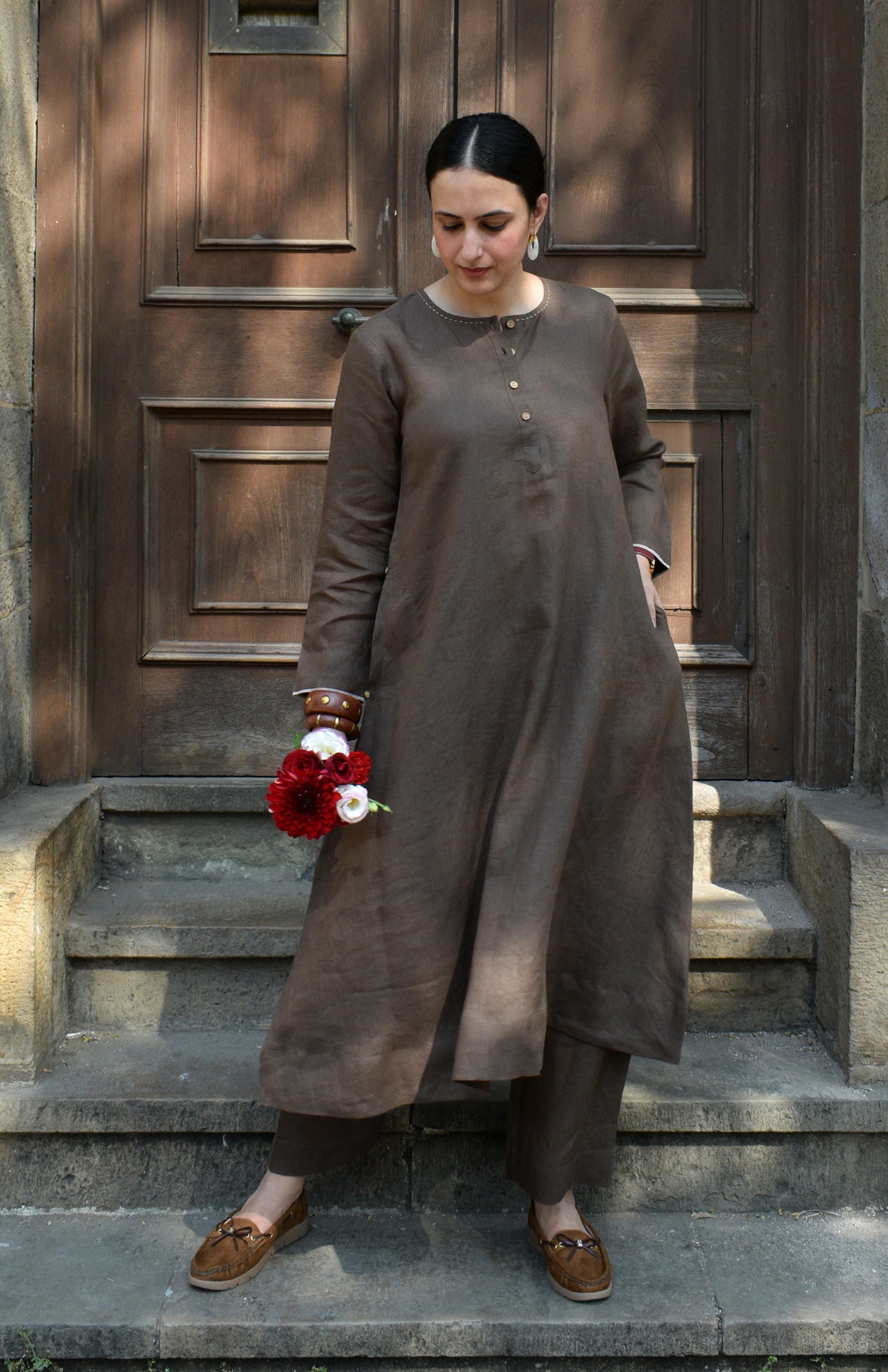 Walnut Brown Linen Co-ord Set