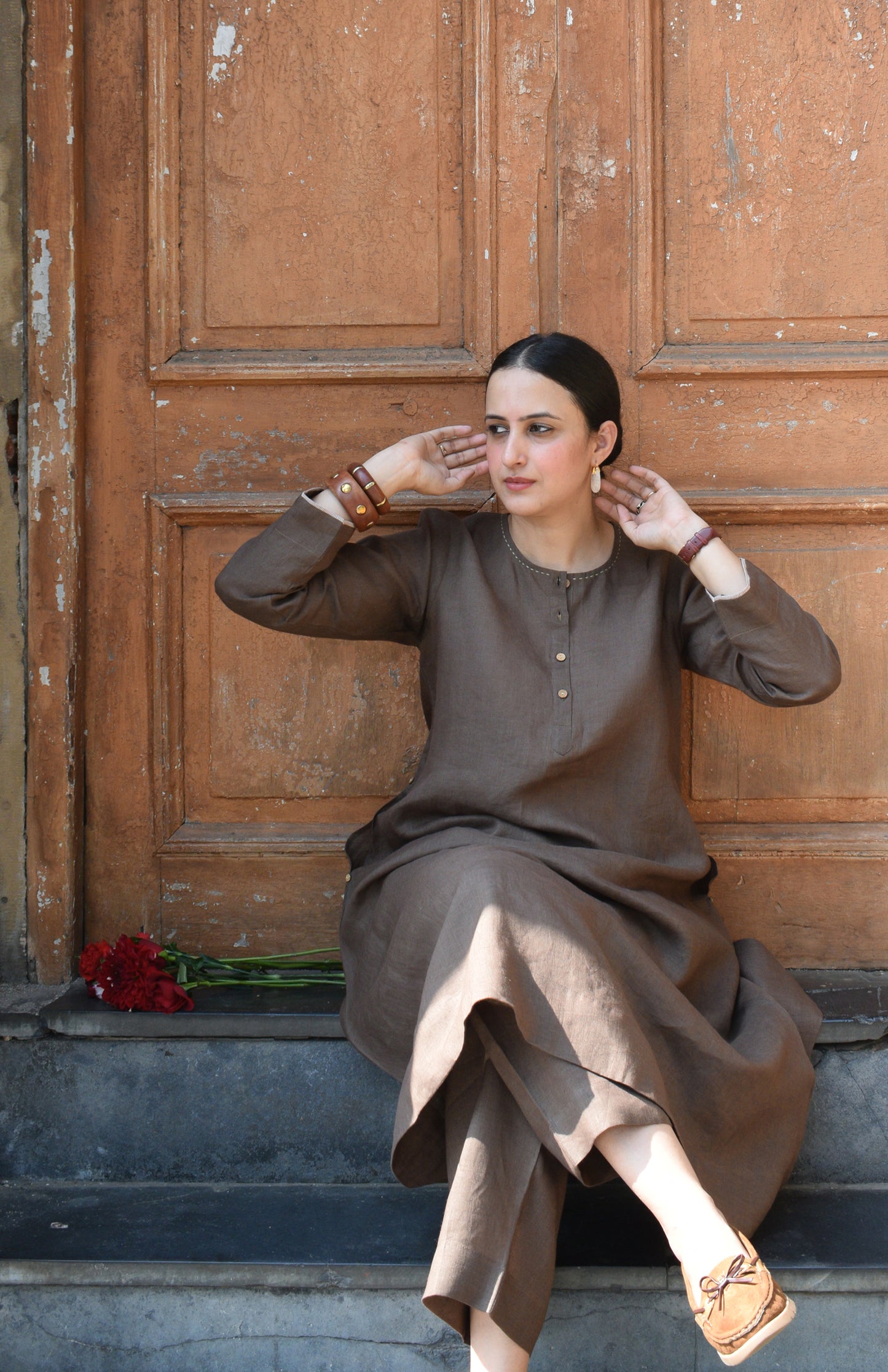 Walnut Brown Linen Co-ord Set