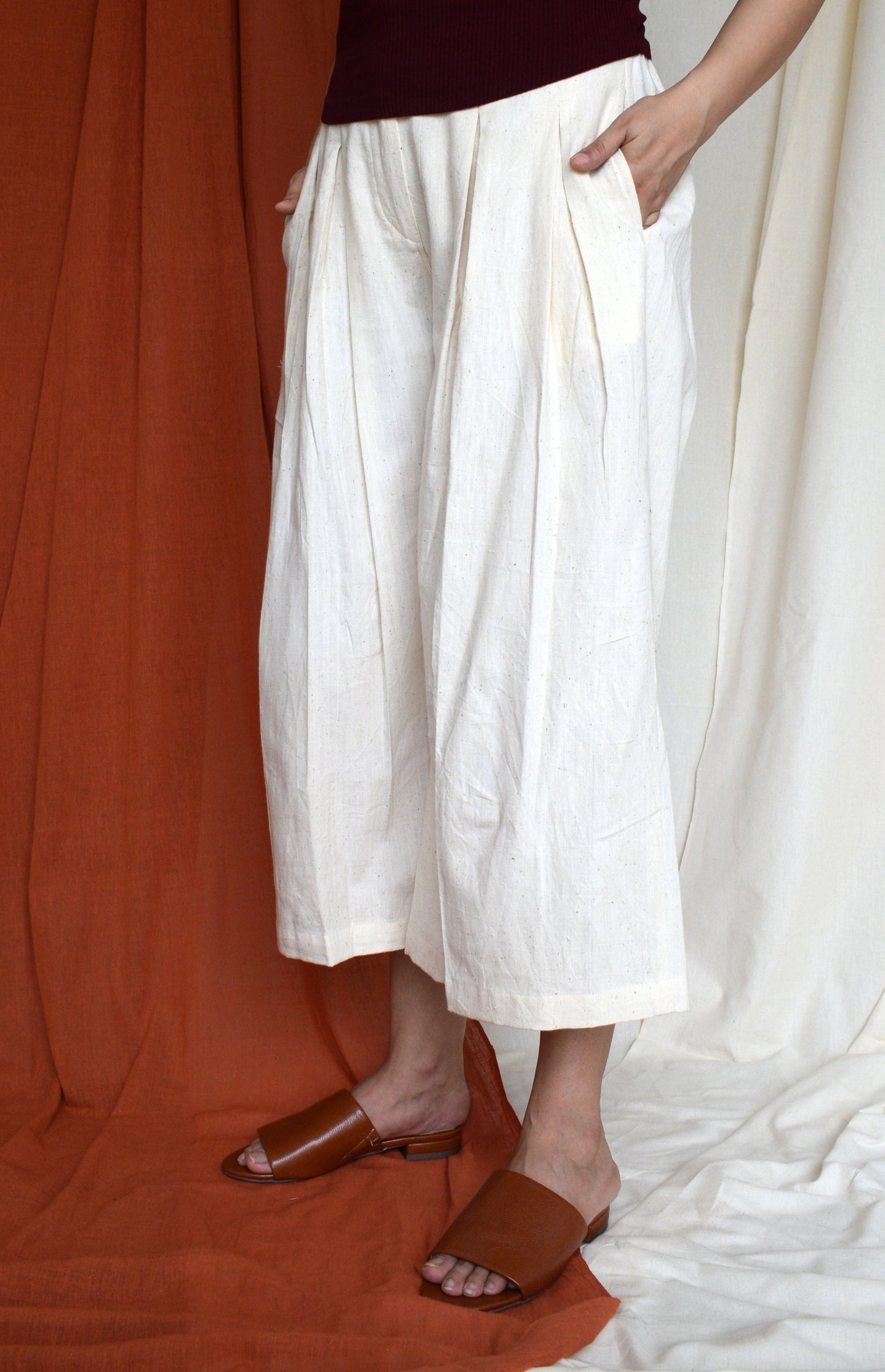 Ivory pleated Culottes | Relove