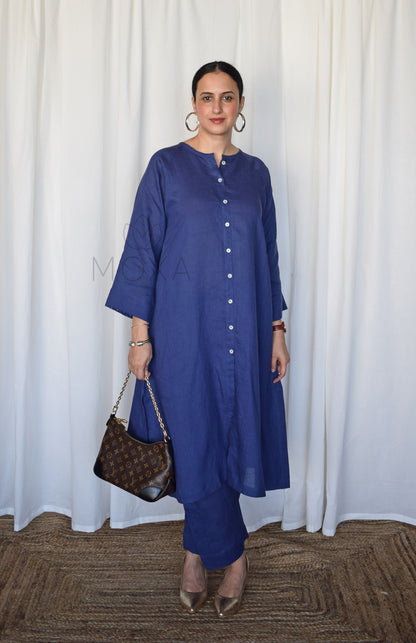 Denim Blue Linen Co-Ord Set