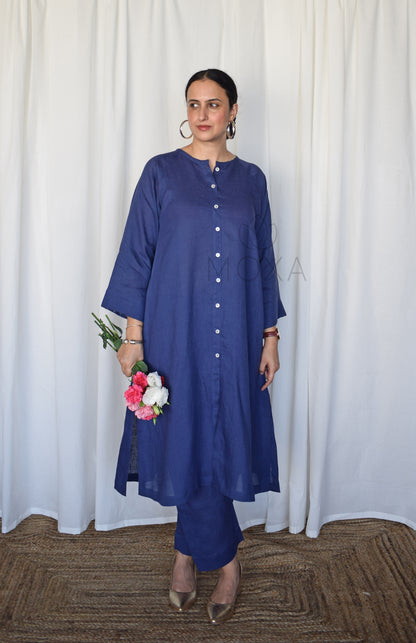 Denim Blue Linen Co-Ord Set
