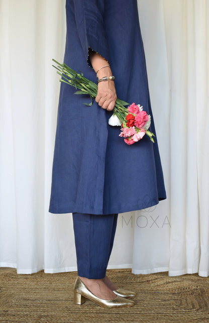 Denim Blue Linen Pants