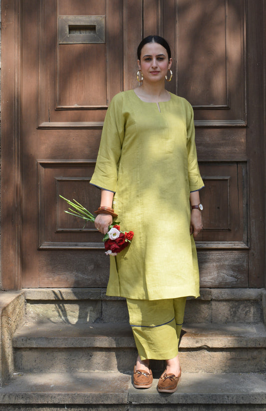 Fresh Lime Linen Co Ord Set
