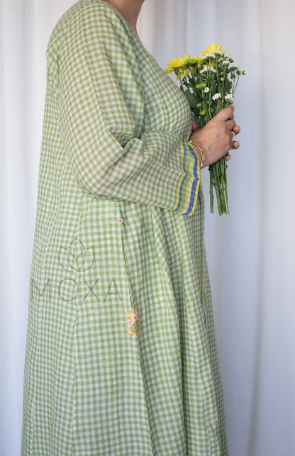 Willow Green Handloom Checks Kurta Set