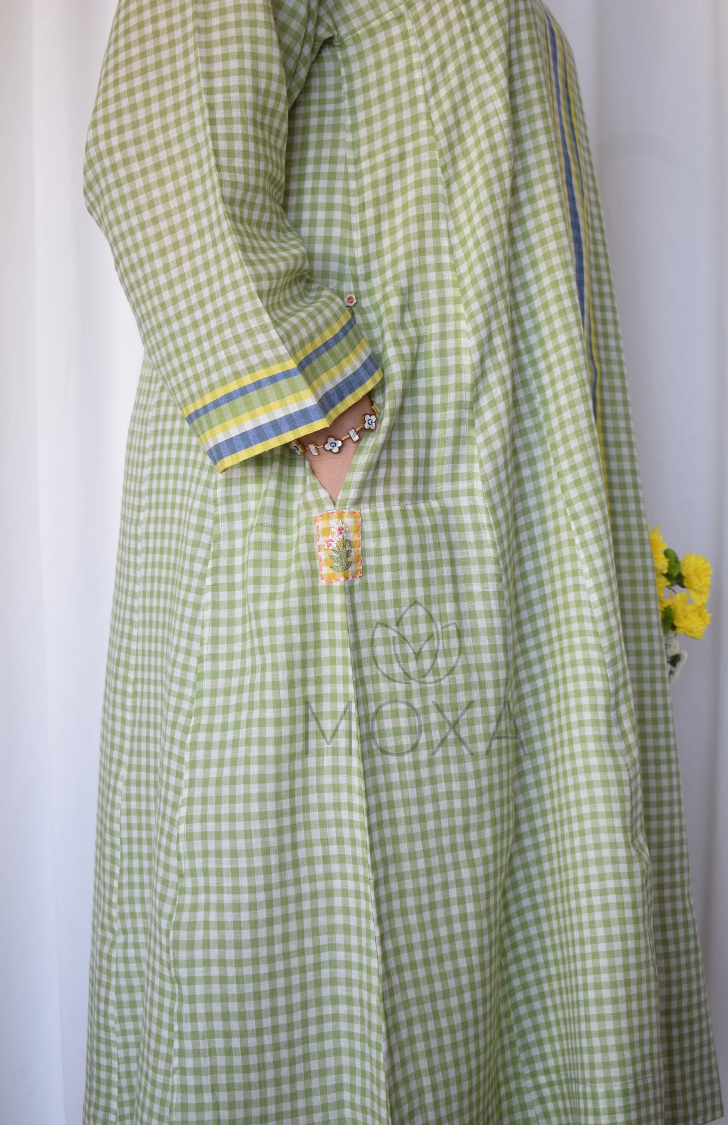 Willow Green Handloom Checks Kurta Set