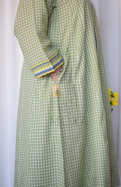 Willow Green Handloom Checks Kurta Set