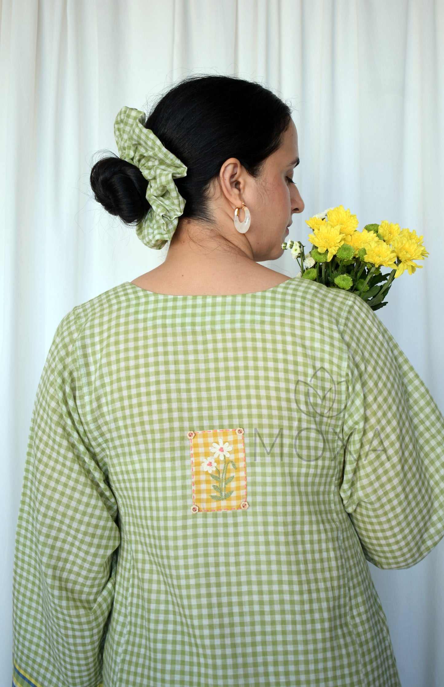 Willow Green Handloom Checks Kurta Set
