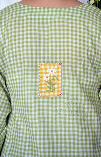 Willow Green Handloom Checks Kurta Set