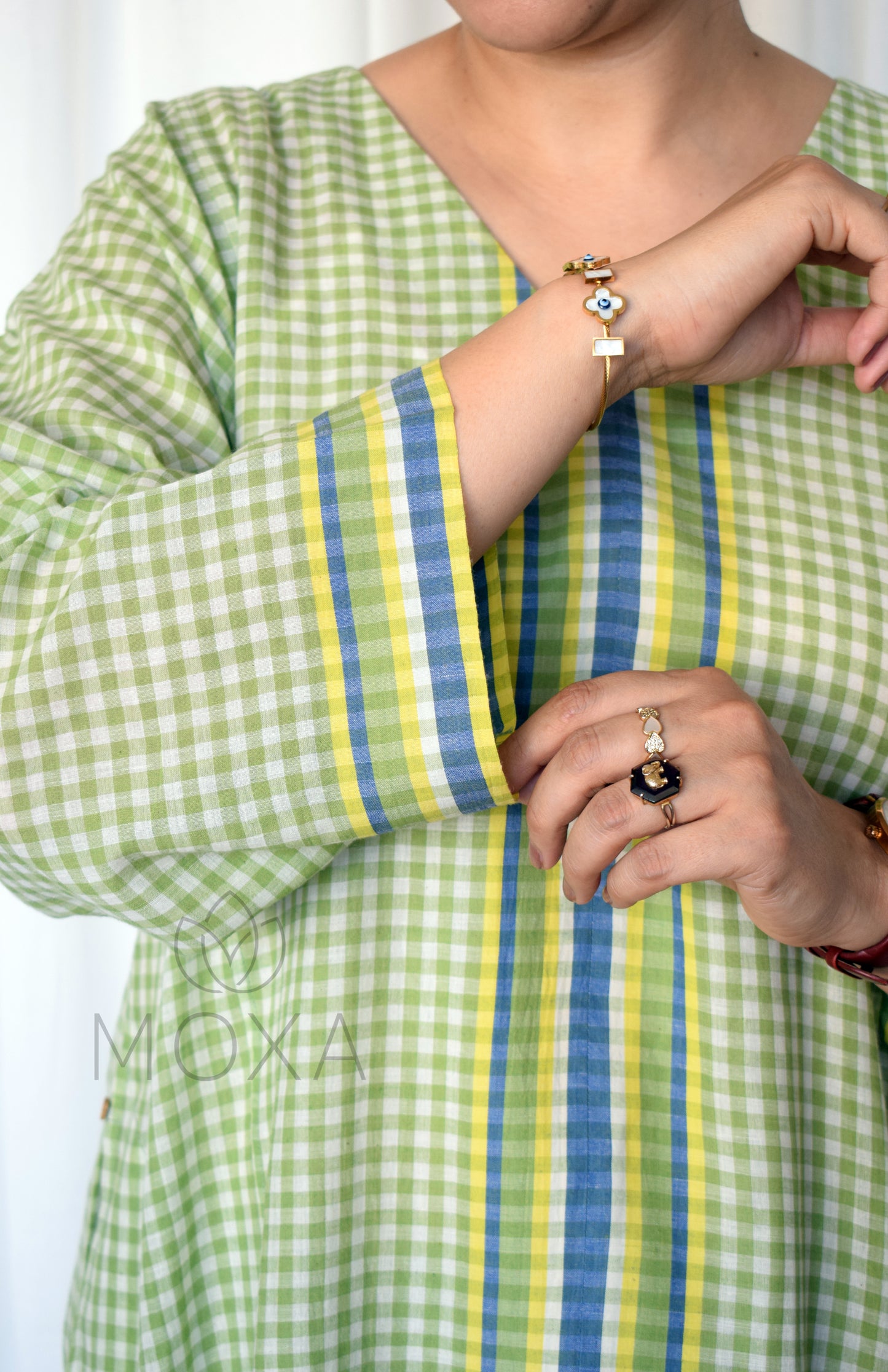 Willow Green Handloom Checks Kurta Set