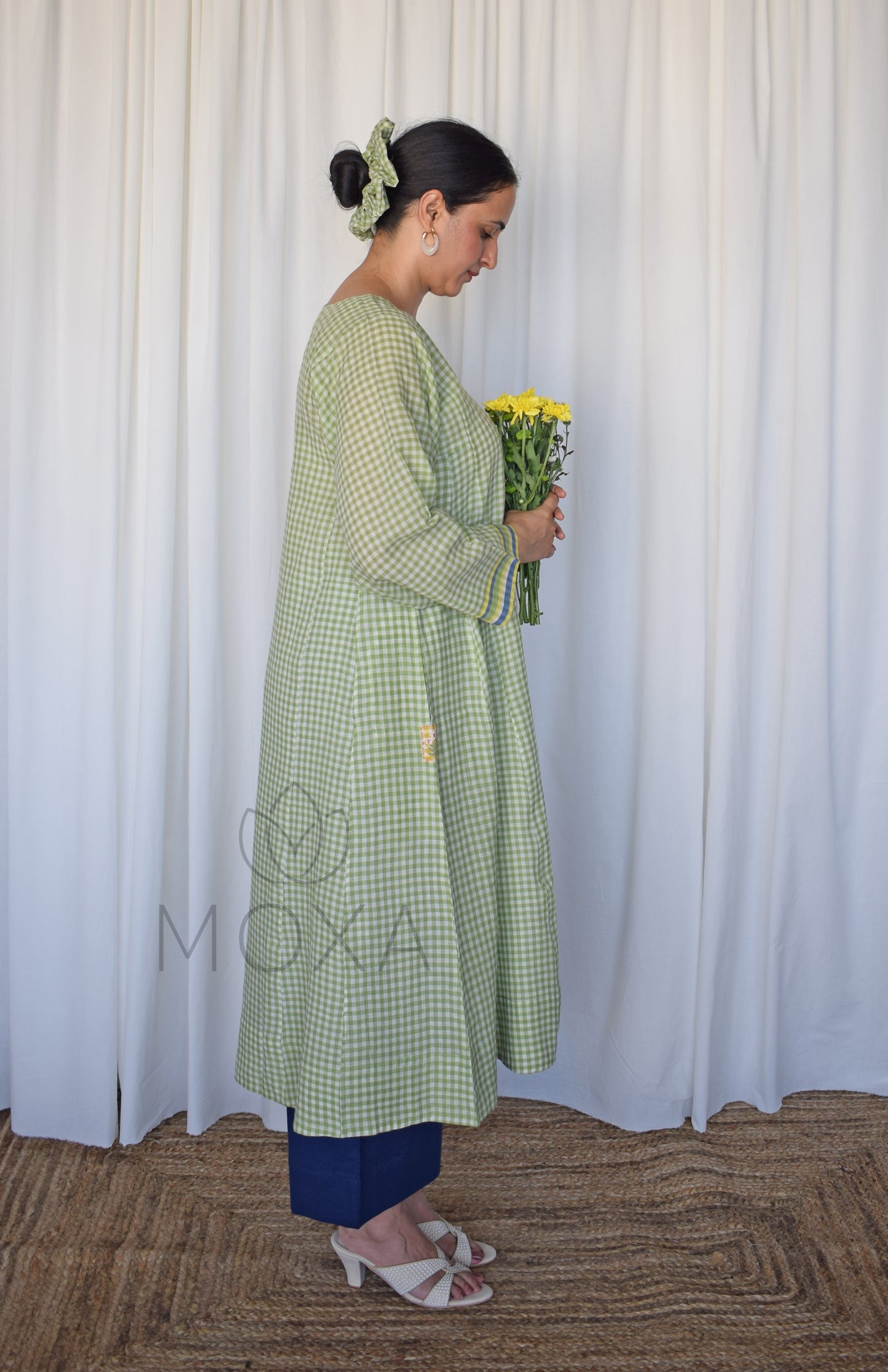 Willow Green Handloom Checks Kurta Set
