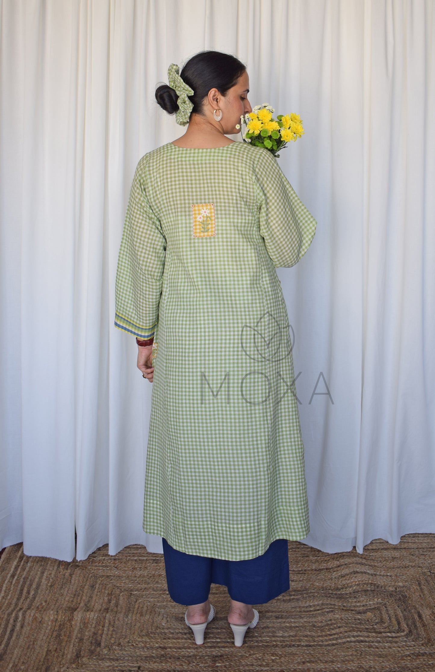 Willow Green Handloom Checks Kurta Set