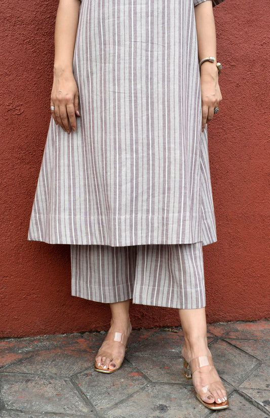 Light brown striped pajama in handwoven cotton