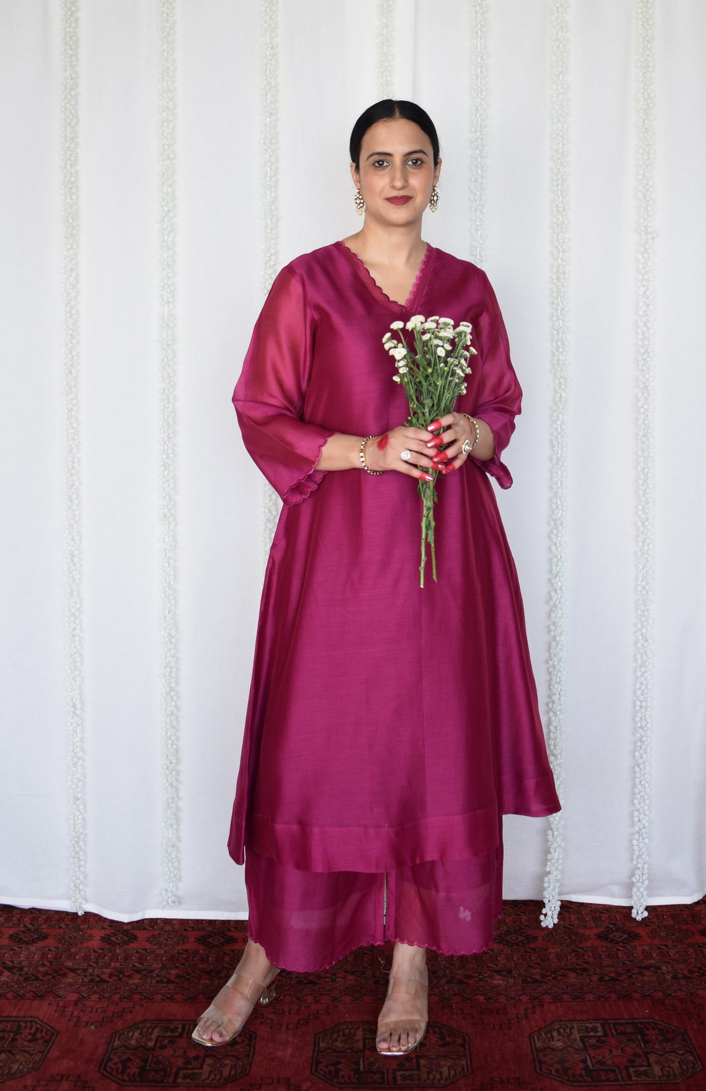 Magenta Chanderi Kurta with Pyjama