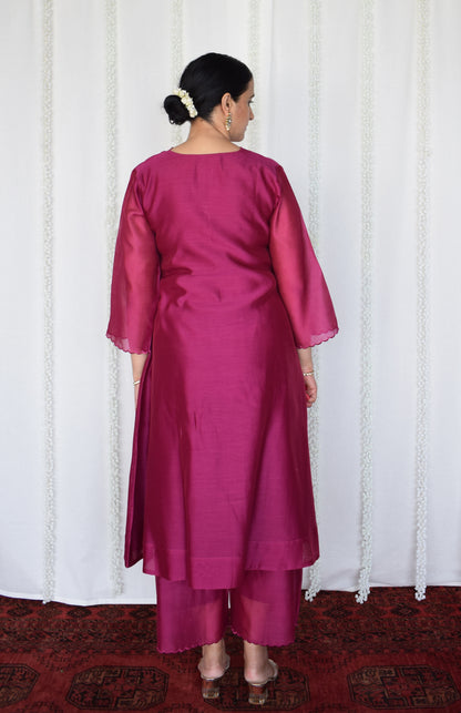 Magenta Chanderi Kurta with Pyjama