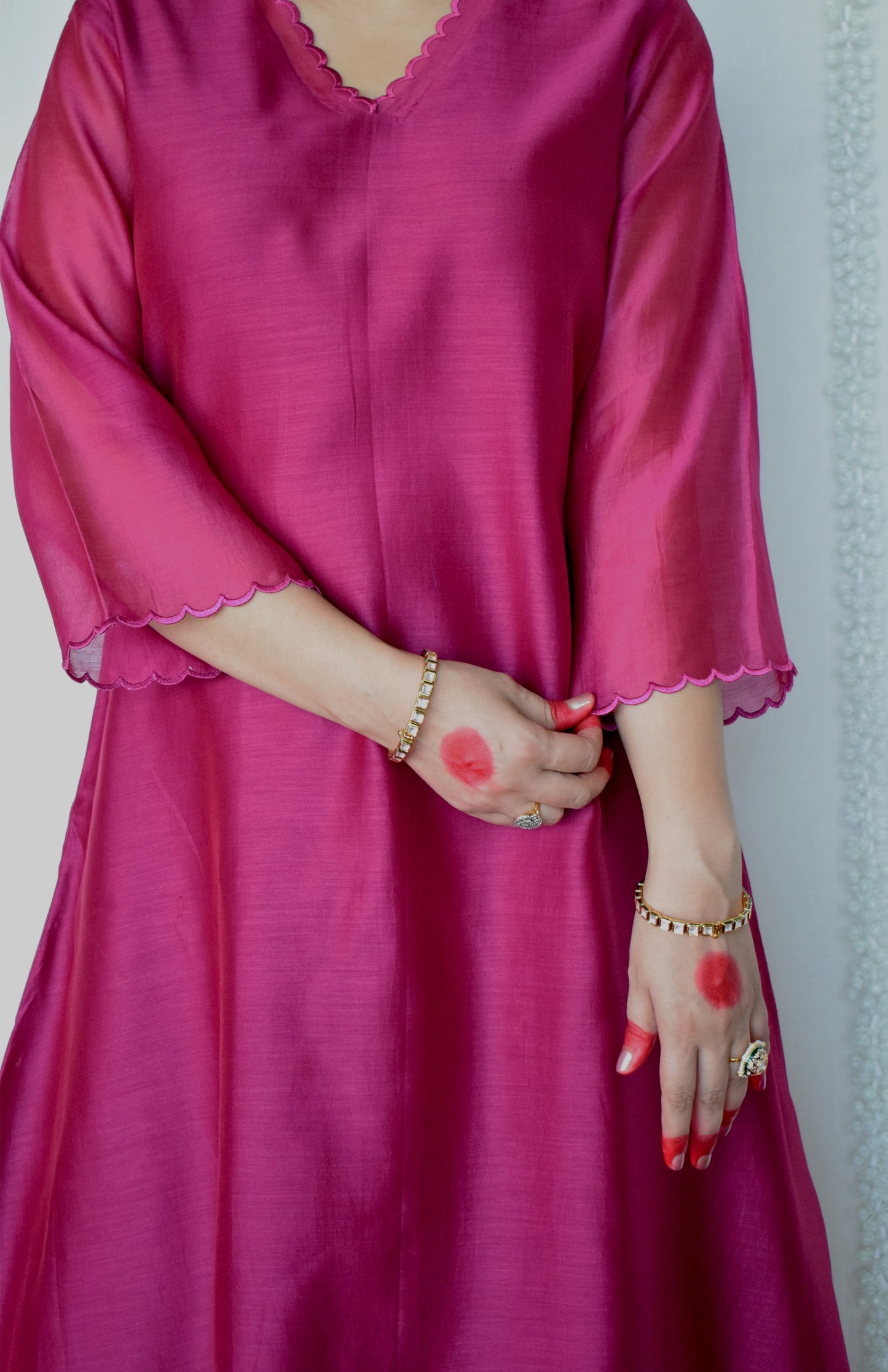 Magenta Chanderi Kurta with Pyjama