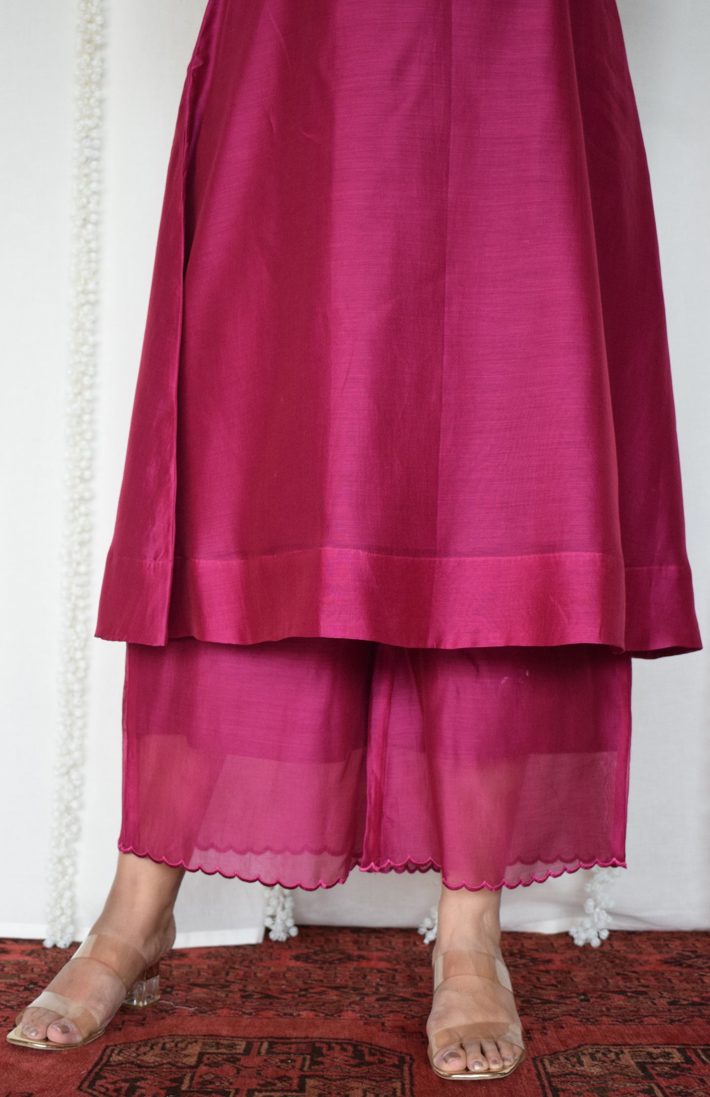 Magenta Chanderi Kurta with Pyjama