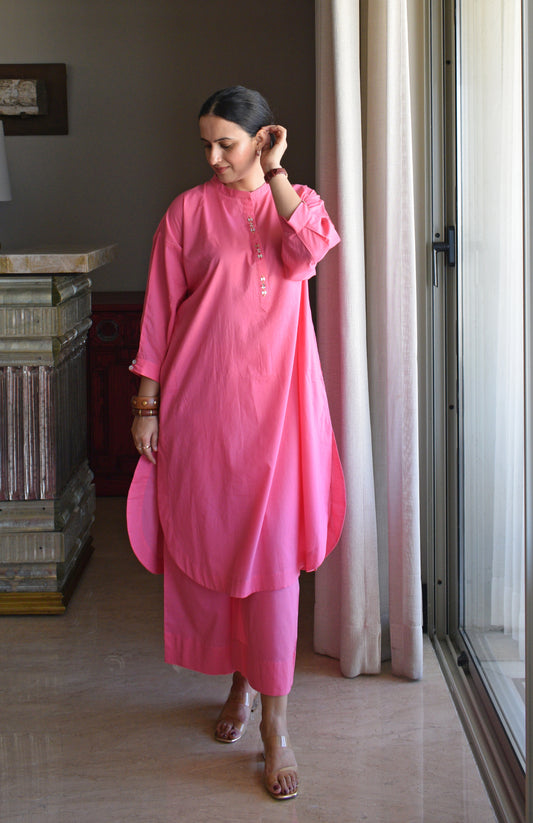 Pink Antifit Co-ord Set with Wide-legged Pyjama