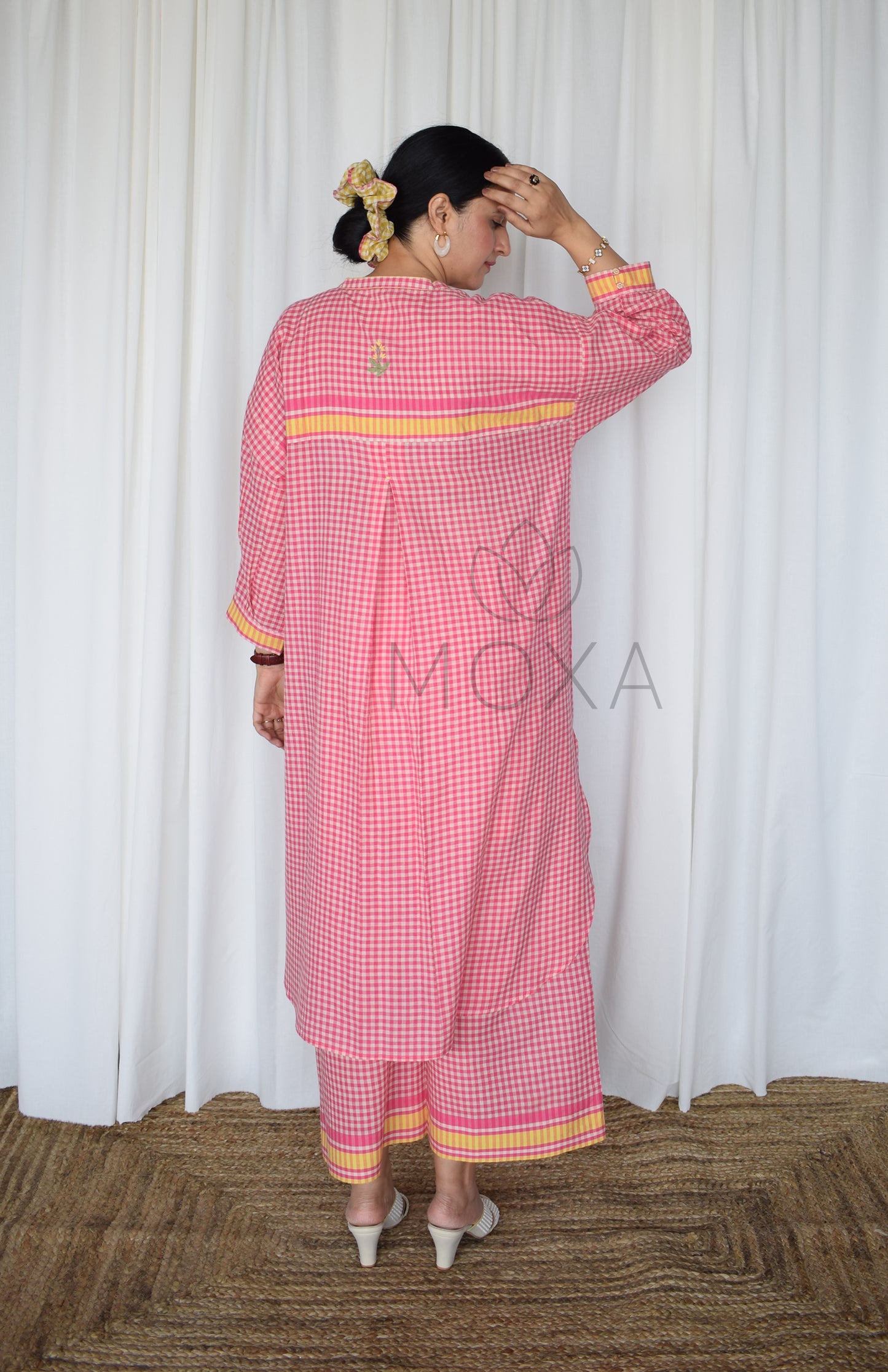 Pink Sunray Antifit Handloom Checks Co-ord Set