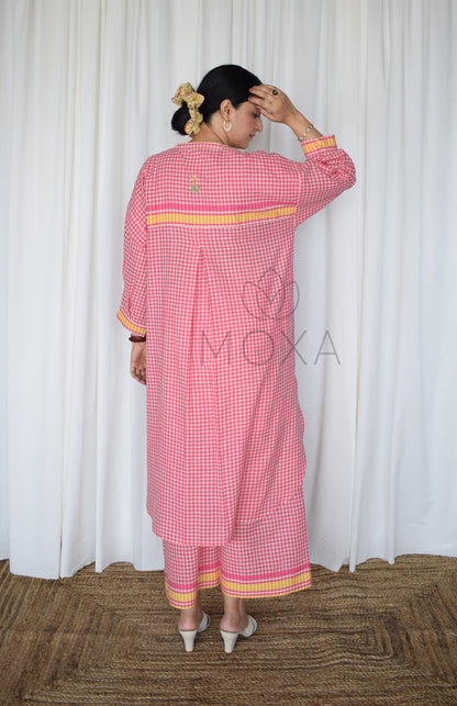 Pink Sunray Antifit Handloom Checks Co-ord Set
