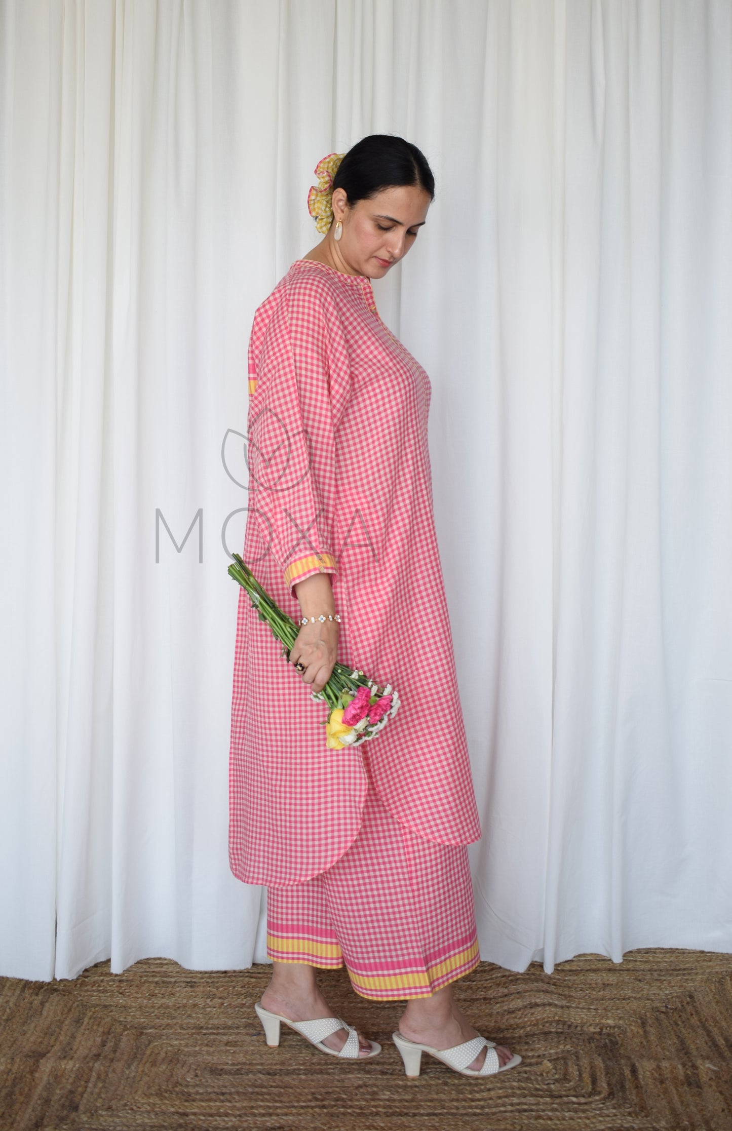Pink Sunray Antifit Handloom Checks Co-ord Set