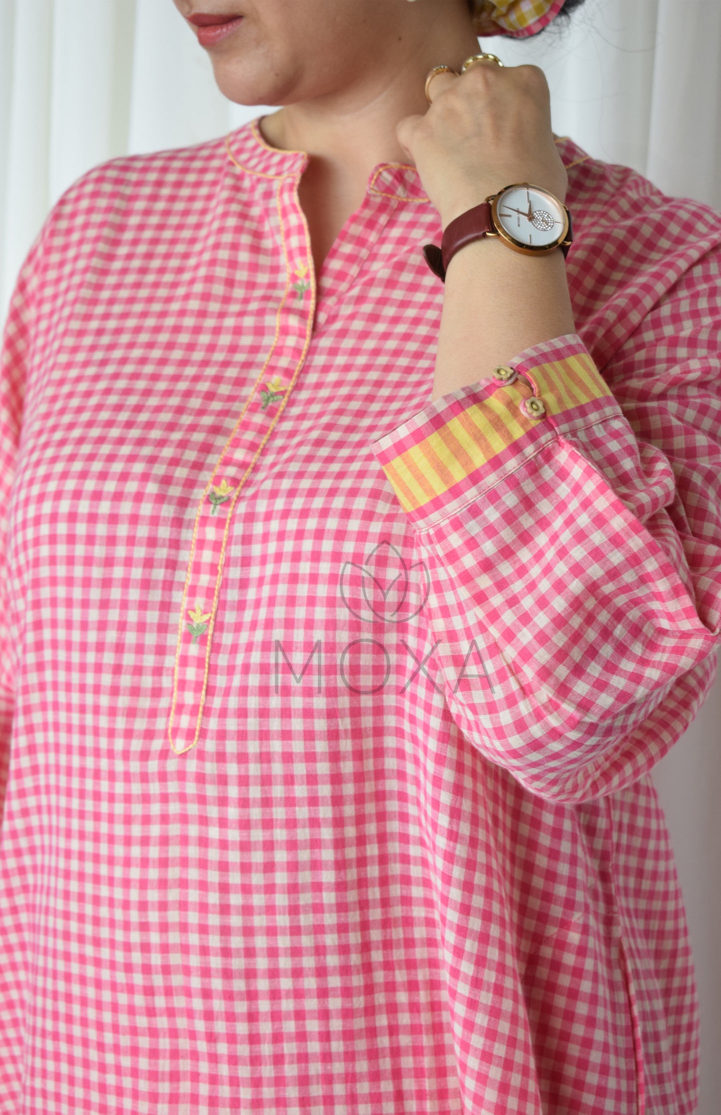 Pink Sunray Antifit Handloom Checks Co-ord Set