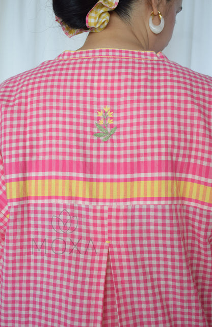 Pink Sunray Antifit Handloom Checks Co-ord Set
