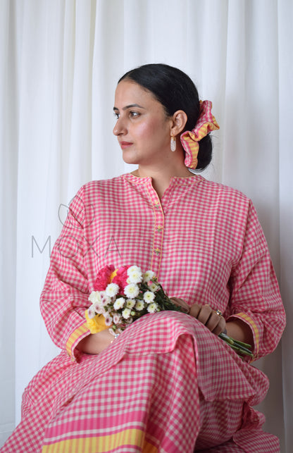 Pink Sunray Antifit Handloom Checks Co-ord Set